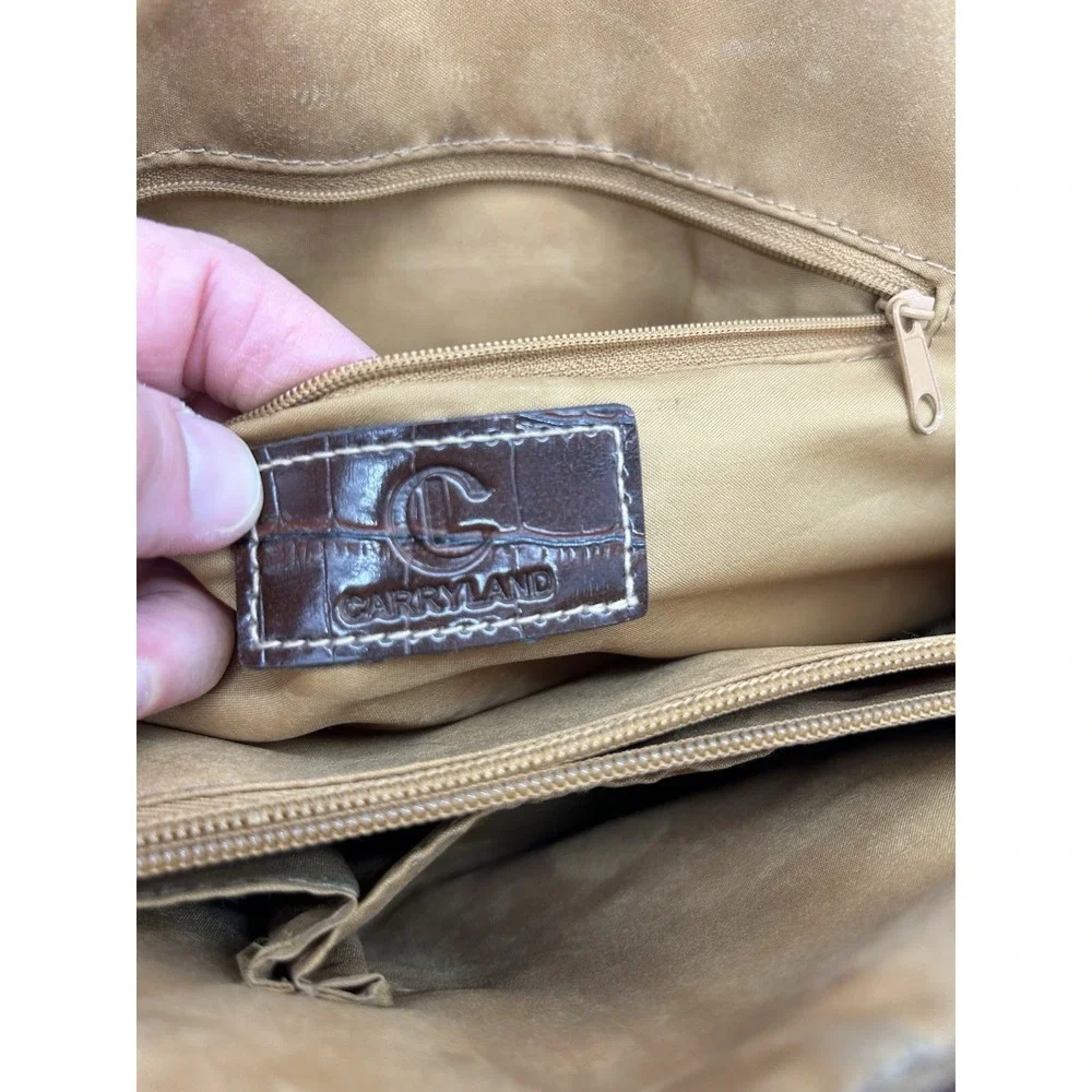 Carryland Handbag Purse Woven Straw Faux Leather‎